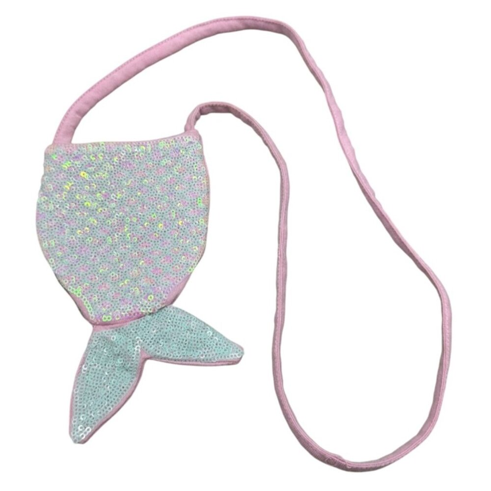 Mermaid Tail Sequin Crossbody Bag For Kids - Pink READ